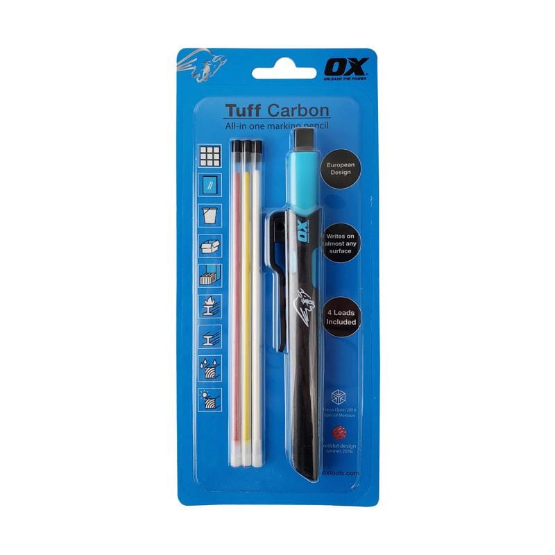 OX Tools OX-P503210 Tuff Carbon 6.3 in. L All In One Carpenter Pencil Kit Black 4 pc