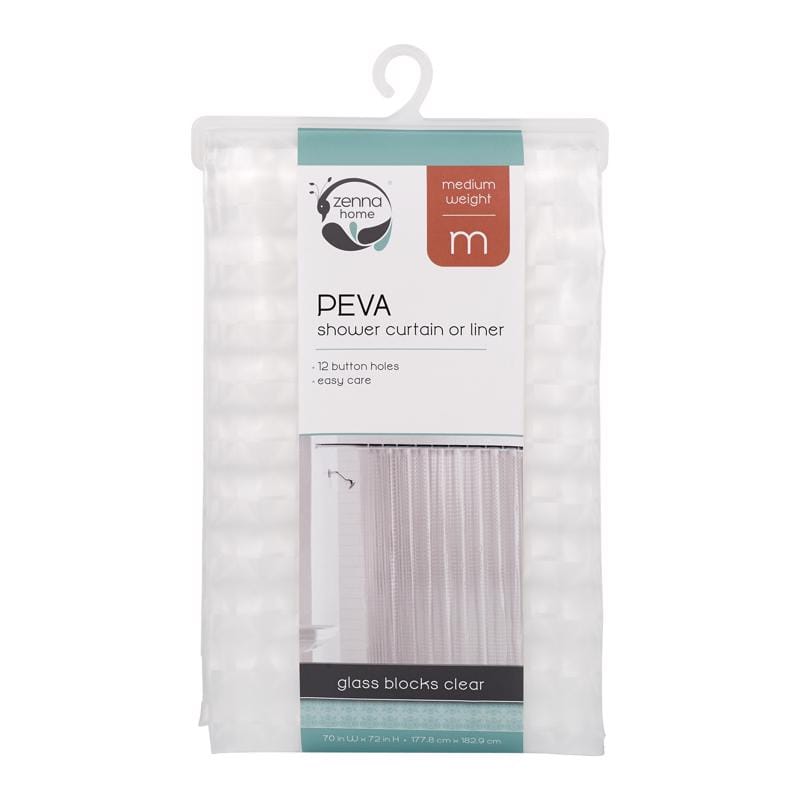 Zenna Home LPRMGBKKL 72 in. H X 70 in. W Clear Shower Curtain Liner PEVA
