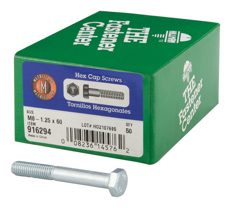 Hillman 916294 M8-1.25 mm D X 60 mm L Heat Treated Steel Hex Head Cap Screw 1 pk