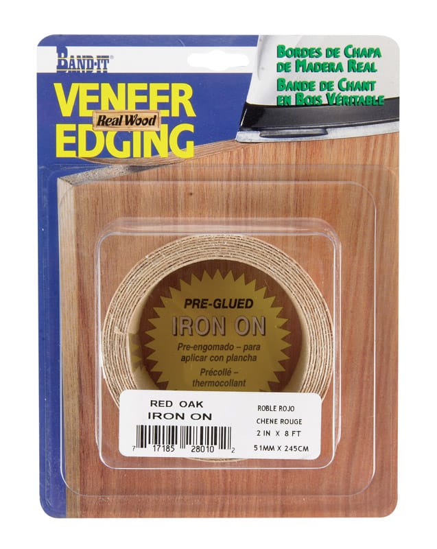 Band-It 28010 2 in. W X 8 ft. L Prefinished Red Oak Wood Veneer Edge Banding