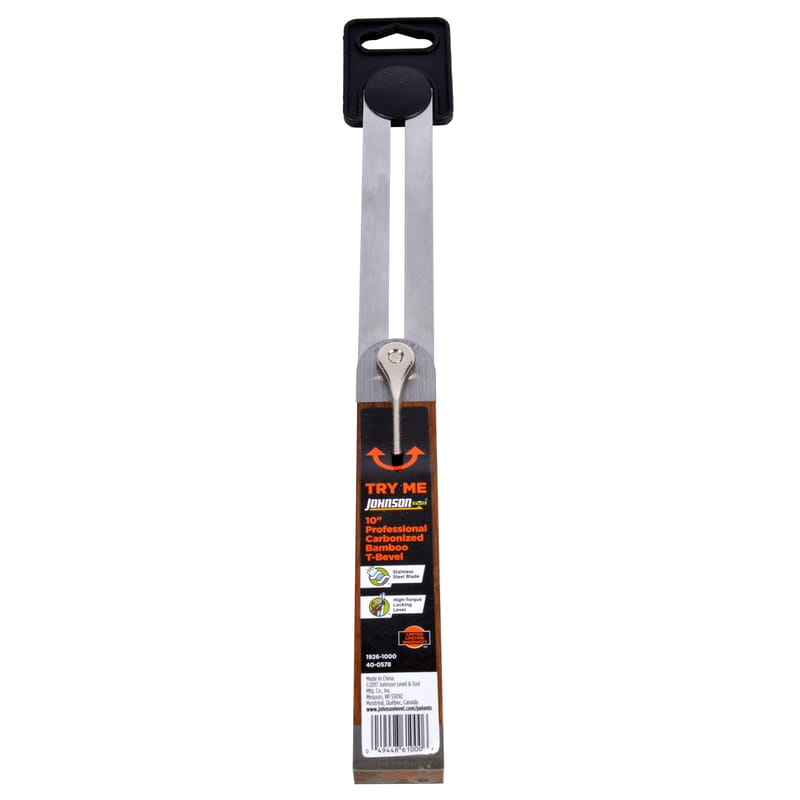 Johnson 1926-1000 10 in. L X 1-9/50 in. H Stainless Steel Adjustable T-Bevel with Bamboo Handle