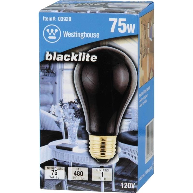 Westinghouse 0392048 75 W A19 A-Line Incandescent Bulb E26 (Medium) Black Light 1 pk