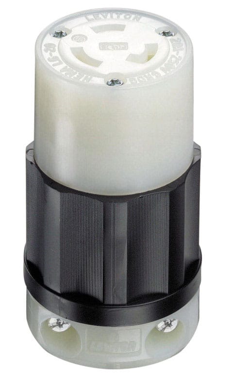 Leviton 02323-0BX Industrial Nylon Grounding Locking Connector L6-20R 16-10 AWG 2 Pole 3 Wire