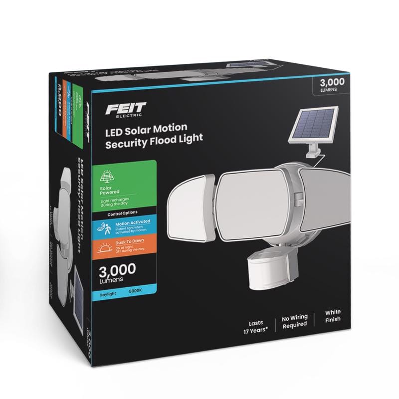 Feit S13TF3000MSOLWH Motion-Sensing Solar Powered LED White Security Floodlight
