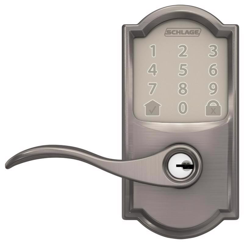 Schlage FE789WBVCAM619A Encode Satin Nickel Metal Wi-Fi Deadbolt with Accent Lever