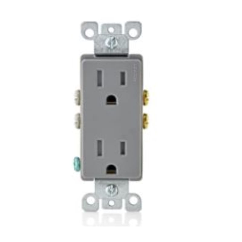 Leviton T5325-0GY Decora 15 amps 125 V Duplex Gray Outlet 5-15R 1 pk