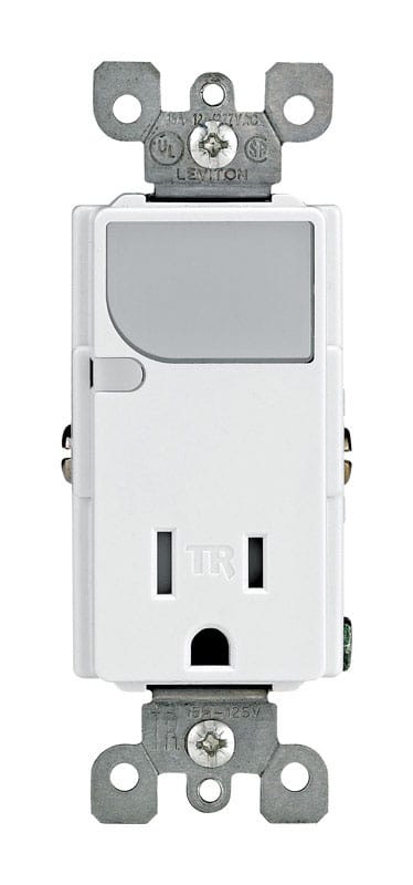 Leviton T6525-00W Decora 15 amps 125 V White Outlet/Guide Light 5-15R 1 pk