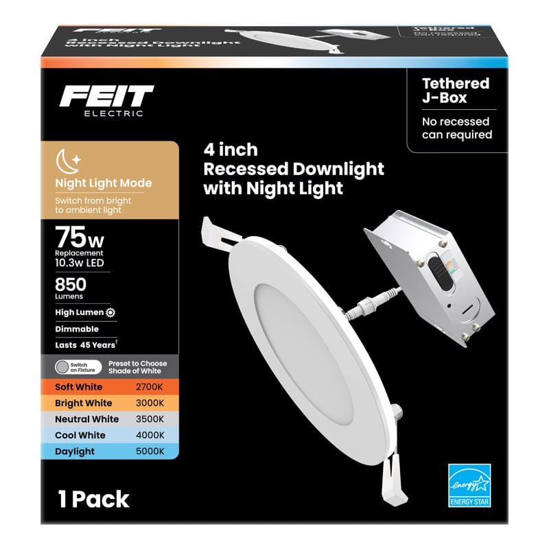 Feit LEDR4XTHONL5CA LED Retrofits White 5 in. W Aluminum LED Canless Recessed Downlight 10.3 W