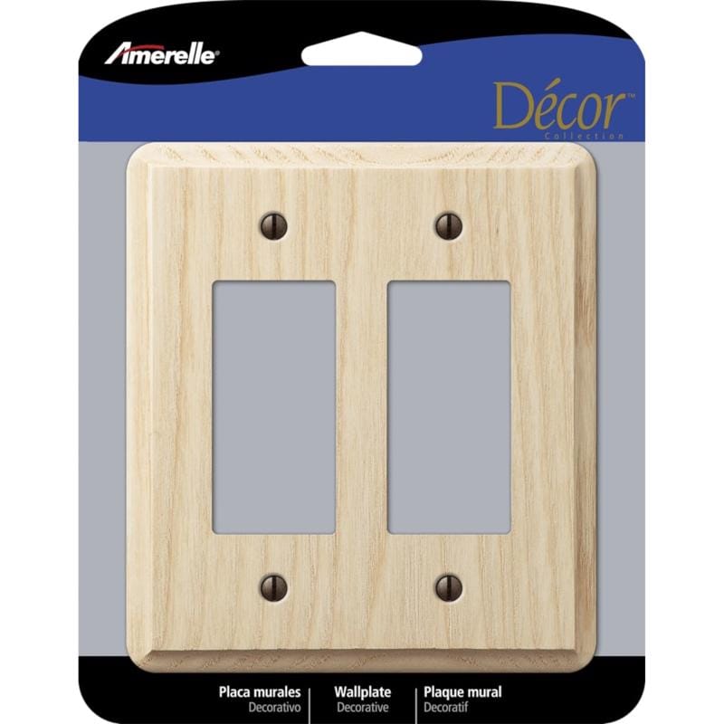 Amerelle 401RR Contemporary Unfinished Beige 2 gang Wood Decorator Wall Plate 1 pk