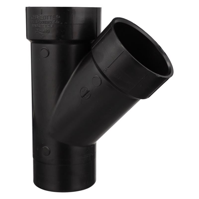 Charlotte Pipe ABS006021000HA 3 in. Spigot X 3 in. D Hub ABS Street Wye
