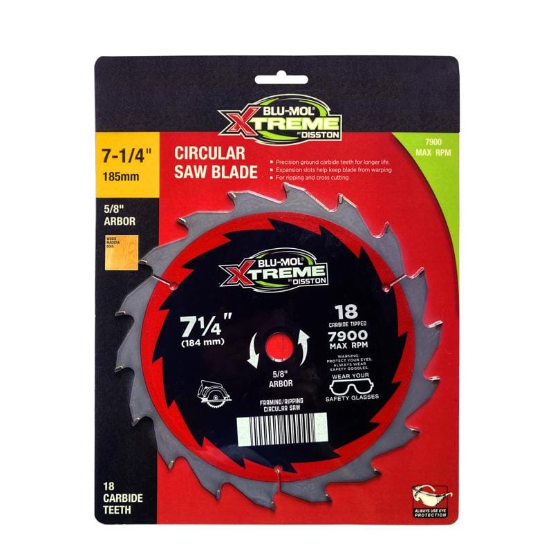 Blu-Mol Xtreme E0217115 7-1/4 in. D X 5/8 in. Carbide Tipped Circular Saw Blade 18 teeth 1 each