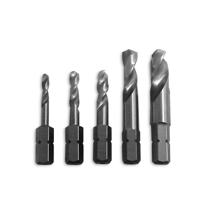 Milescraft 23200710 High Speed Steel Stubby Drill Bit Set Hex Shank 5 pk