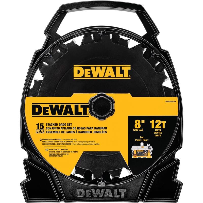 Dewalt DW812DADO 8 in. D Carbide Dado Blade Set 12 teeth 15 pc
