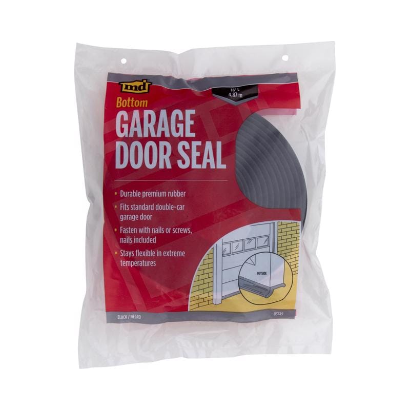 M-D Building Products 03749 Black Rubber Door Set Seal For Garage Doors 192 in. L X 1 in.