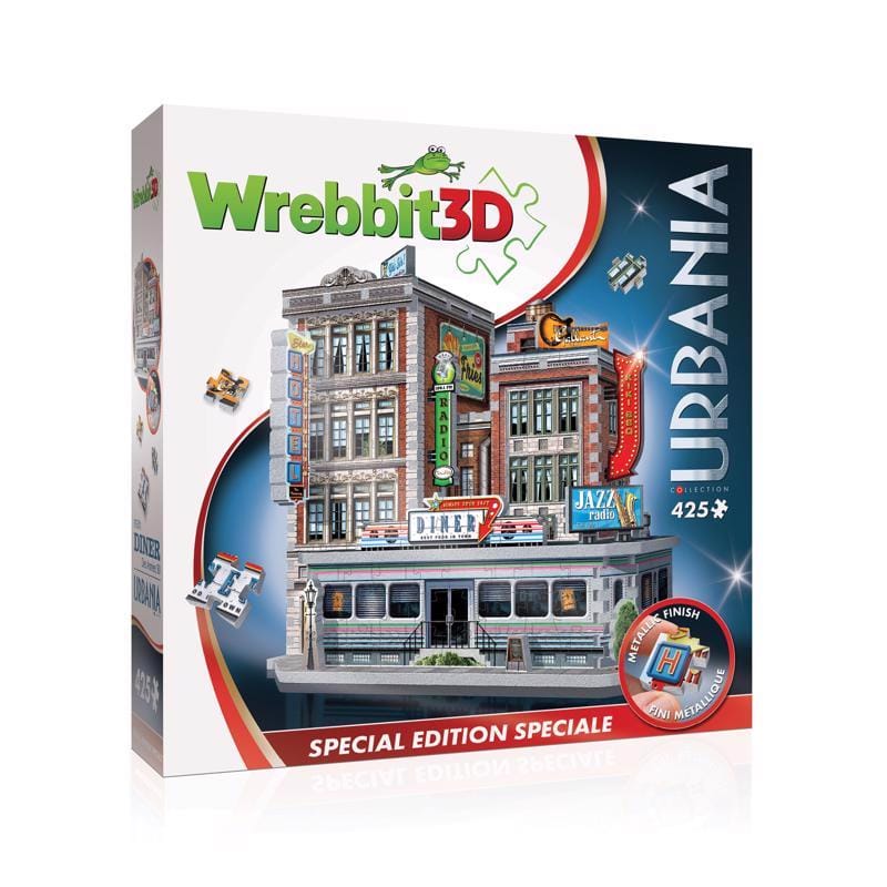 WREBBIT3D W3D-1019 Urbania 1950's Diner 3D Jigsaw Puzzle Multicolored 425 pc