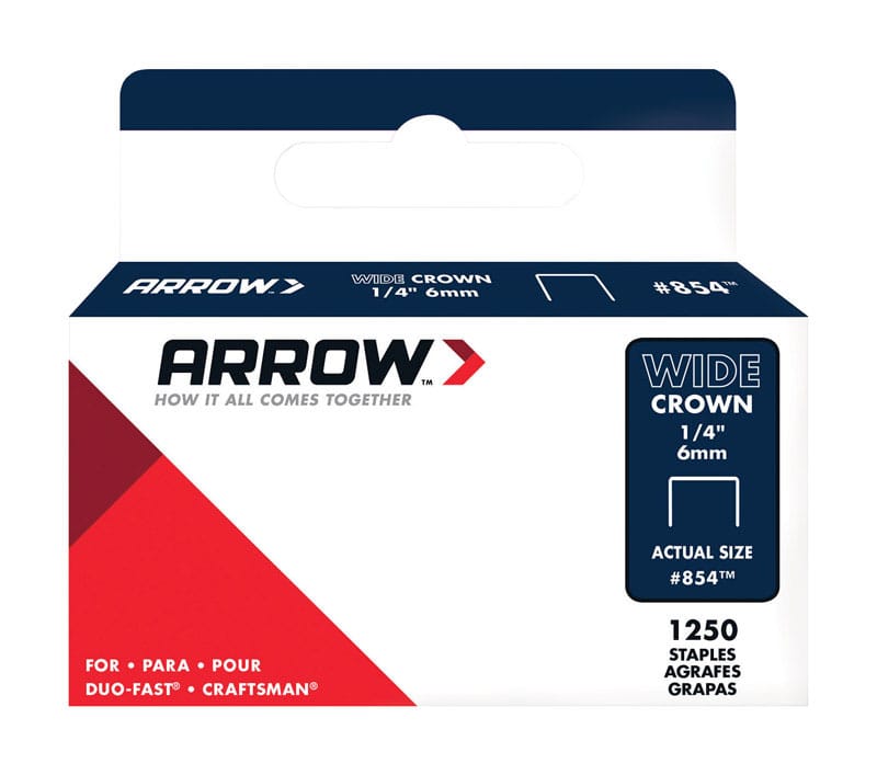 Arrow 854SP #854 1/2 in. W X 1/4 in. L 18 Ga. Wide Crown Staples 1250 pk