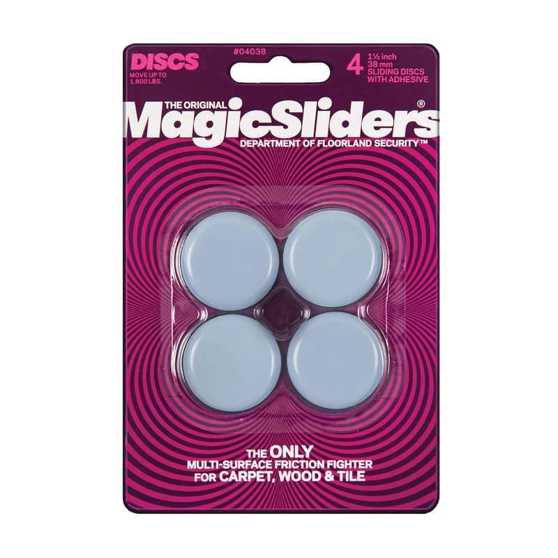 Magic Sliders 04038 Gray 1-1/2 in. Adhesive Plastic Sliding Discs 4 pk