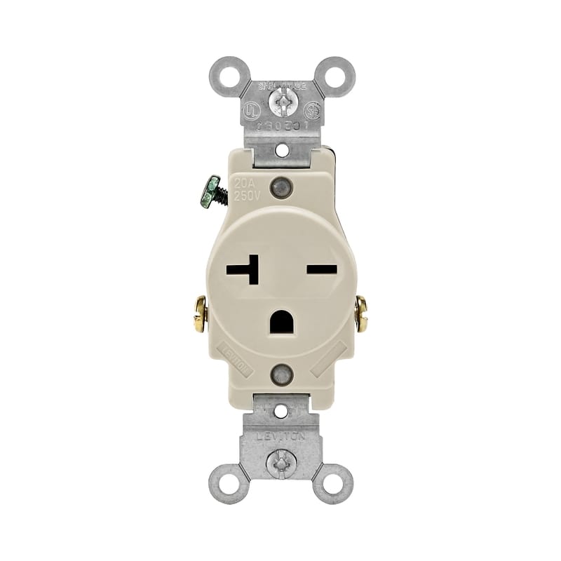 Leviton 05821-0TS 20 amps 250 V Single Light Almond Outlet 6-20R 1 pk