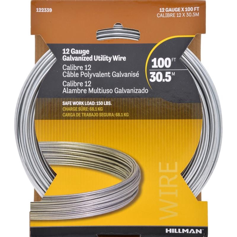 Hillman 122339 100 ft. L Galvanized Steel 12 Ga. Wire