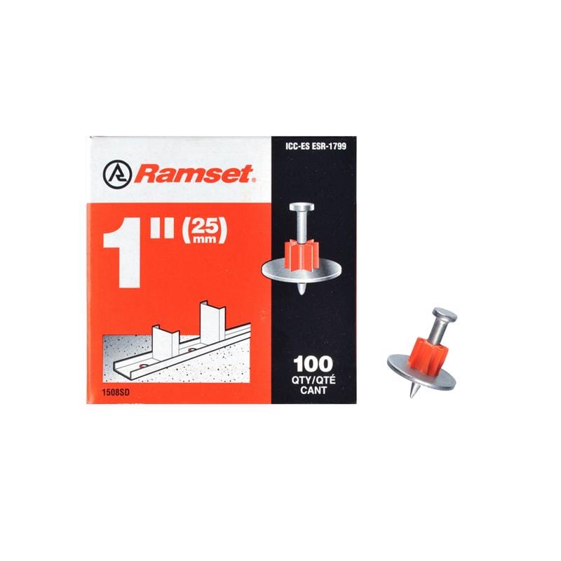 Ramset 00797 0.3 in. D X 1 in. L Steel Flat Head Drive Pin with Washer 100 pk