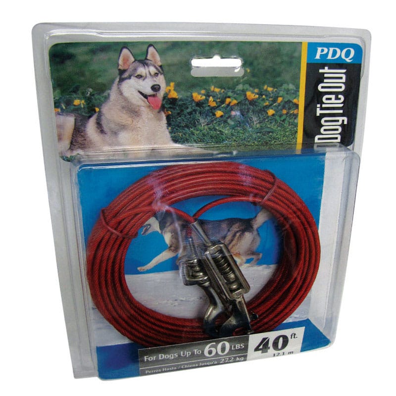 PDQ Q3540SPG99 Red Vinyl Coated Cable Dog Tie Out Large