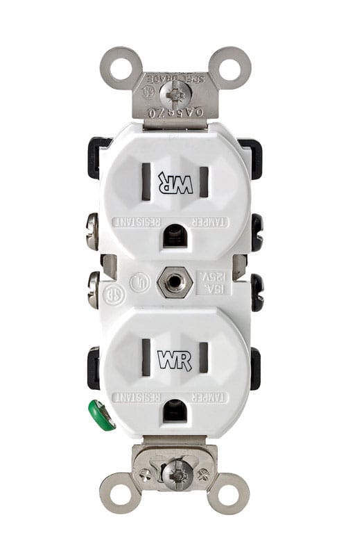 Leviton TWR15-00W 15 amps 125 V Duplex White Outlet 5-15R 1 pk