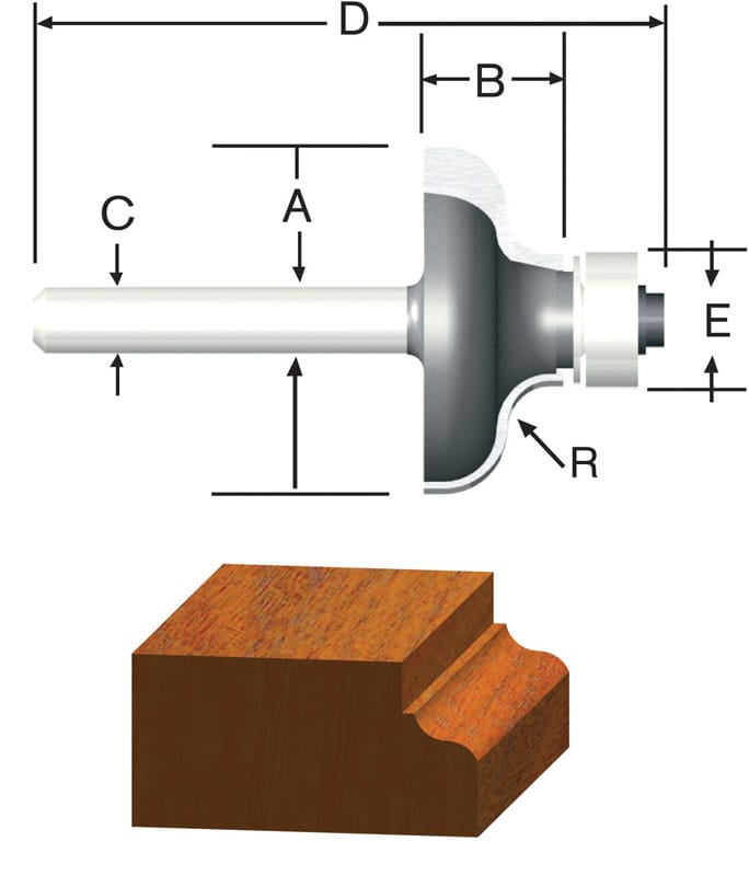 Vermont American 23145 1-1/4 in. D X 3/16 in. X 2-1/8 in. L Carbide Tipped Ogee Router Bit