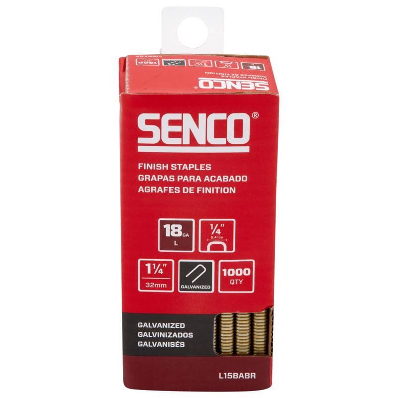 Senco L15BABR 1/4 in. W X 1-1/4 in. L Galvanized Finish Staples 18 Ga. 1000 pk