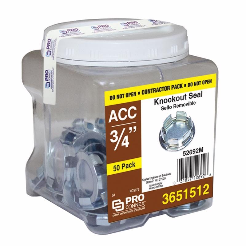 Sigma Engineered Solutions 52692 ProConnex Round Zinc-Plated Steel 0.31 in. H X 1.15 in. W Knockout Seal