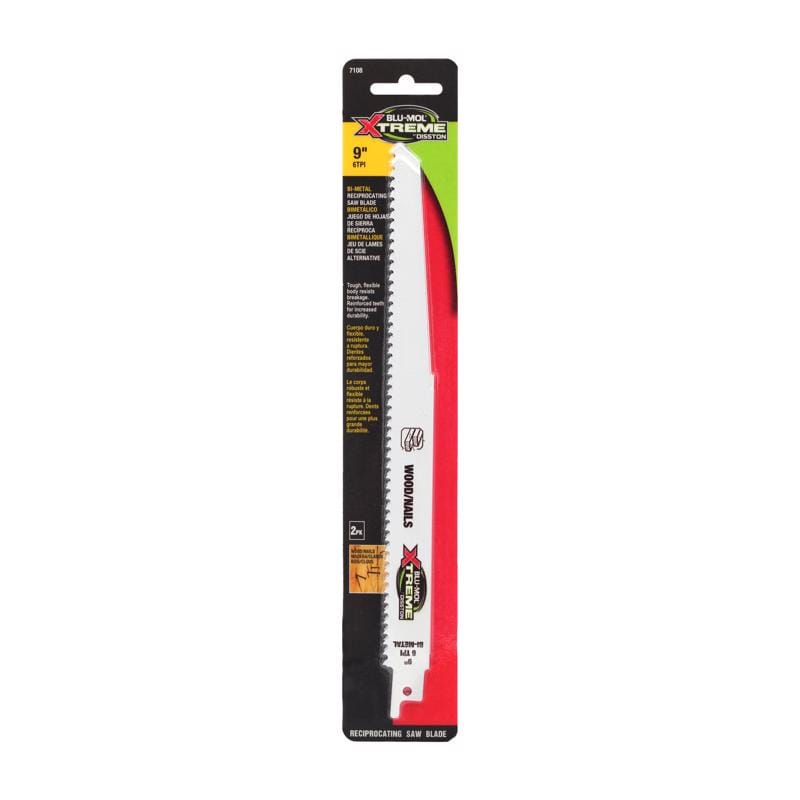 Blu-Mol Xtreme E0217108 9 in. Bi-Metal Reciprocating Saw Blade 6 TPI 2 pc