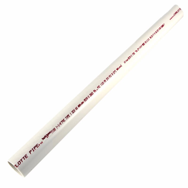 Charlotte Pipe PVC071001000HC Schedule 40 PVC Solid Pipe 1-1/4 in. D X 5 ft. L Plain End 370 psi
