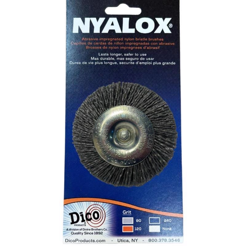 Dico 541-771-3 Nyalox 3 in. Coarse Crimped Mandrel Mounted Wheel Brush Nylon 2500 rpm 1 pc