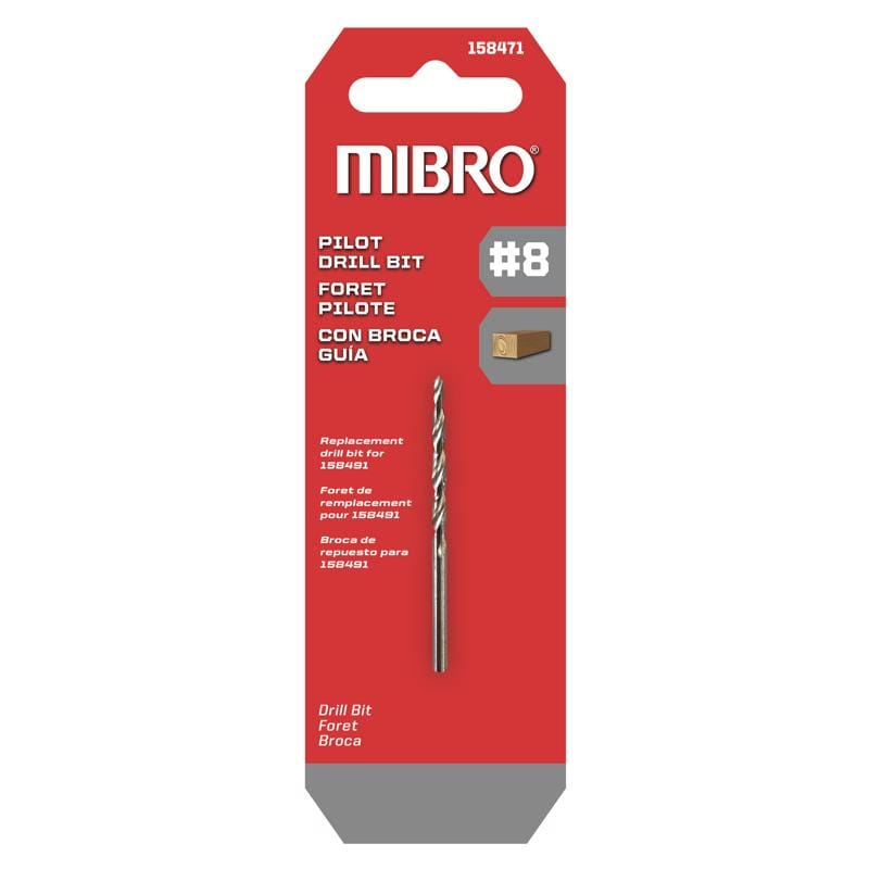 Richelieu 158471 Mirbo #8 X 2.75 in. L Steel Screw Pilot Pilot Drill Bit Straight Shank 1 pk