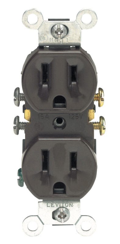 Leviton 05320-00S 15 amps 125 V Duplex Brown Outlet 5-15R 1 pk