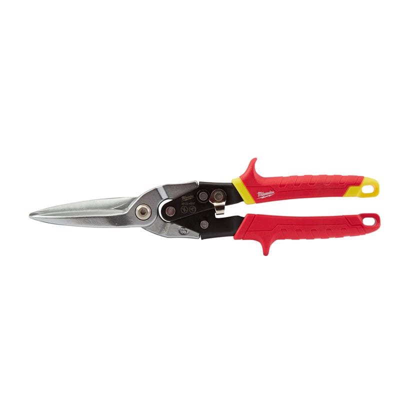 Milwaukee 48-22-4567 11.5 in. Forged Alloy Steel Long Serrated Straight Aviation Snips 22 Ga. 1 pk
