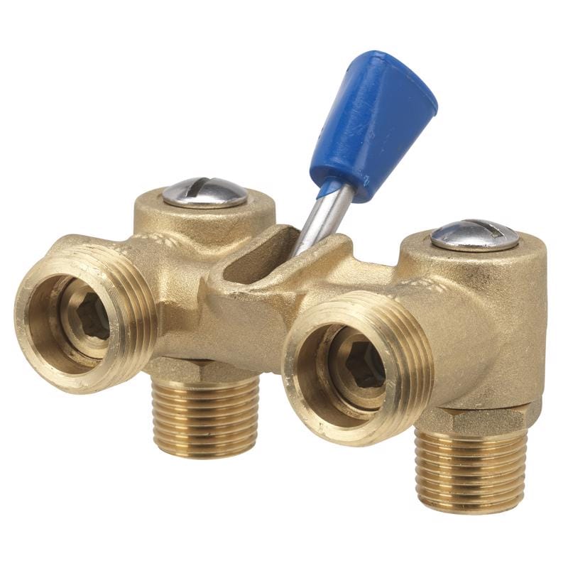 Homewerks VWMDUAF3 1/2 in. MPT X 3/4 in. MHT Brass Dual Washing Machine Shut-Off Valve