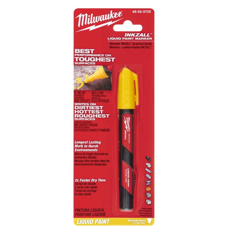 Milwaukee 48-22-3722 INKZALL Yellow Medium Tip Liquid Paint Marker 1 pk