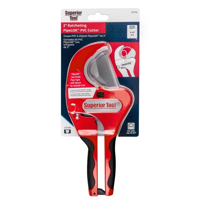 Superior Tool 37116 2-1/2 in. Ratcheting Pipe Cutter 10 in. L Black/Red 1 pc