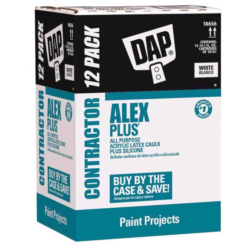 Dap 7079818656 Alex Plus White Siliconized Acrylic Latex All Purpose Caulk 10.1 oz