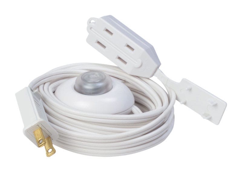 Woods 11203W Indoor 15 ft. L White Extension Cord with Switch 16/2