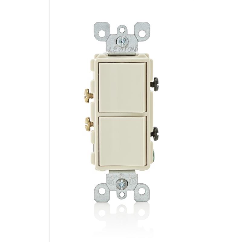 Leviton 05634-0TS Decora 15 amps Single Pole Combination AC Quiet Switch Light Almond 1 pk