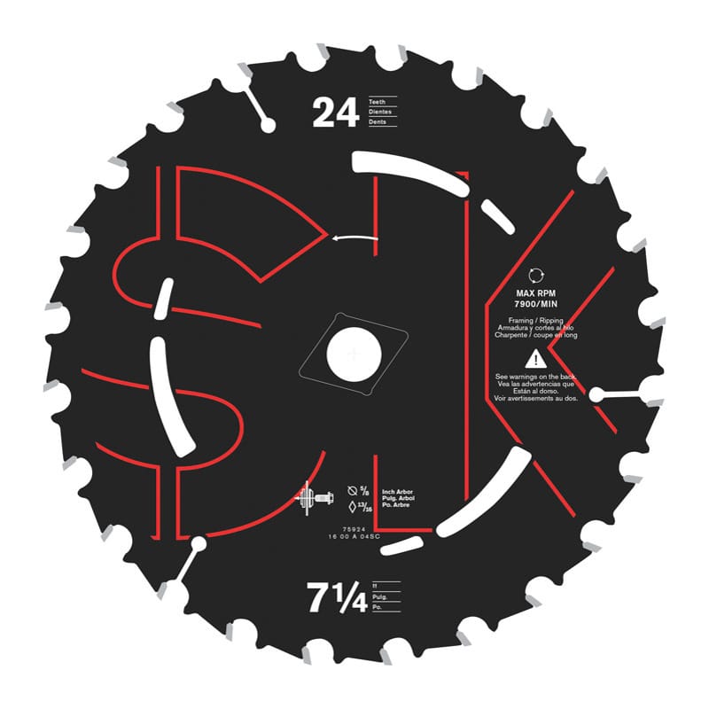 Skil 75924 7-1/4 in. D X 5/8 in. Carbide Tipped Steel Circular Saw Blade 24 teeth 1 pc