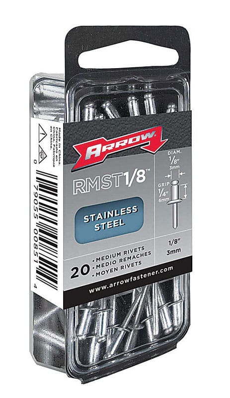 Arrow RMST1/8 1/8 in. D X 1/4 in. Stainless Steel Rivets Silver 20 pk