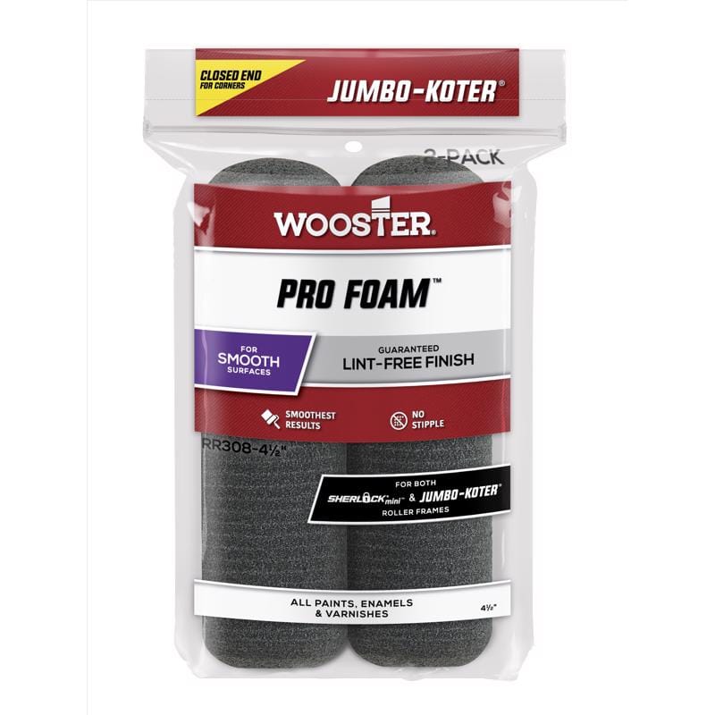 Wooster RR308-4 1/2 Jumbo Koter Pro Foam Foam 4.5 in. W Mini Paint Roller Cover 2 pk