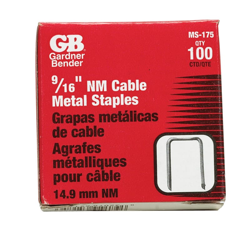Gardner Bender MS-175 9/16 in. W Steel Cable Staple 100 pk