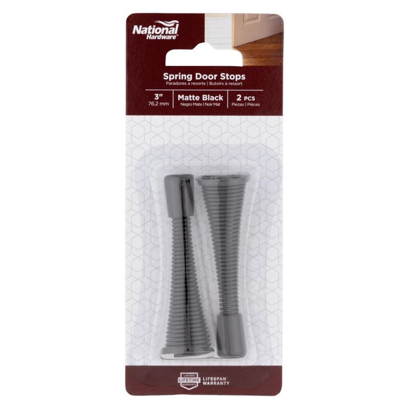 National Hardware N830-582 3.12 in. L Steel Matte Black Spring Door Stop Mounts to wall 0.87 in.