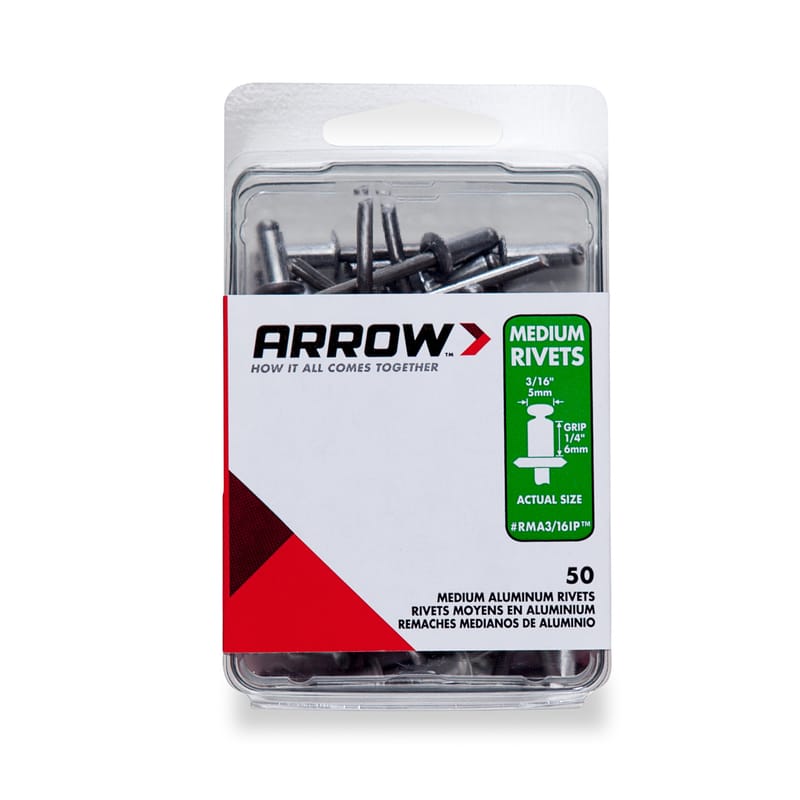 Arrow RMA3/16IP 3/16 in. D X 1/4 in. Aluminum Medium Rivets Silver 50 pk