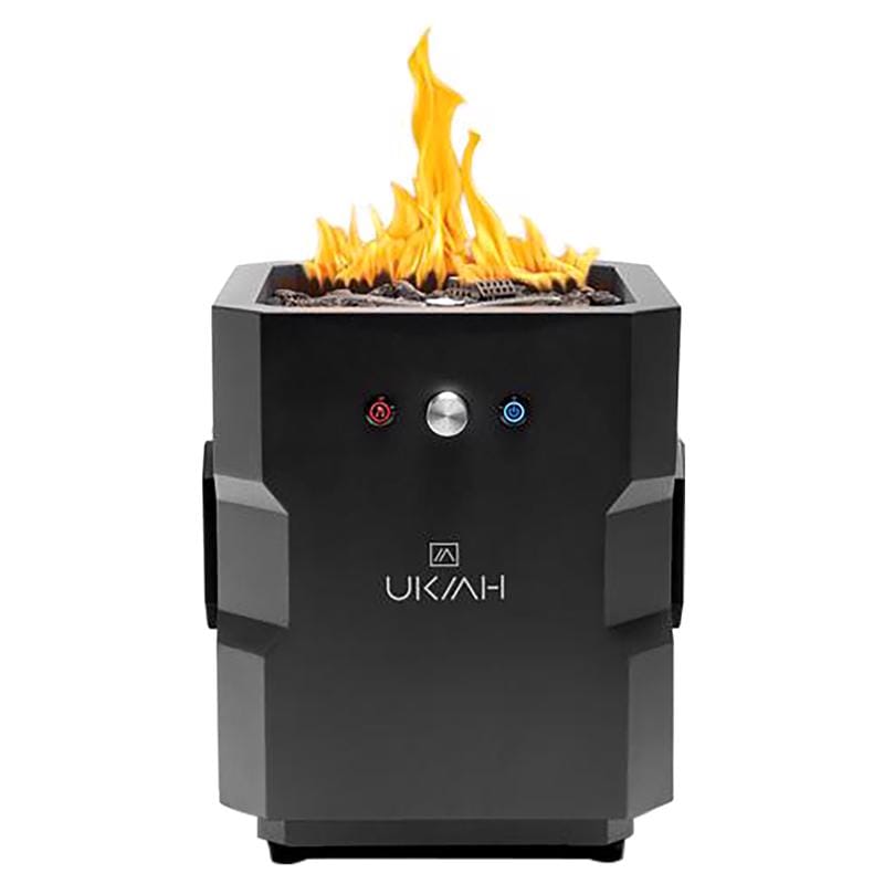 Ukiah TK-1044-T2BLK Tailgater II 15.25 in. W Steel Outdoor Square Propane Fire Pit with Sound System