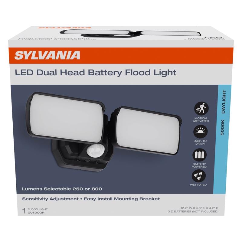 Sylvania 66948 Motion-Sensing Battery Powered LED Black Security Floodlight