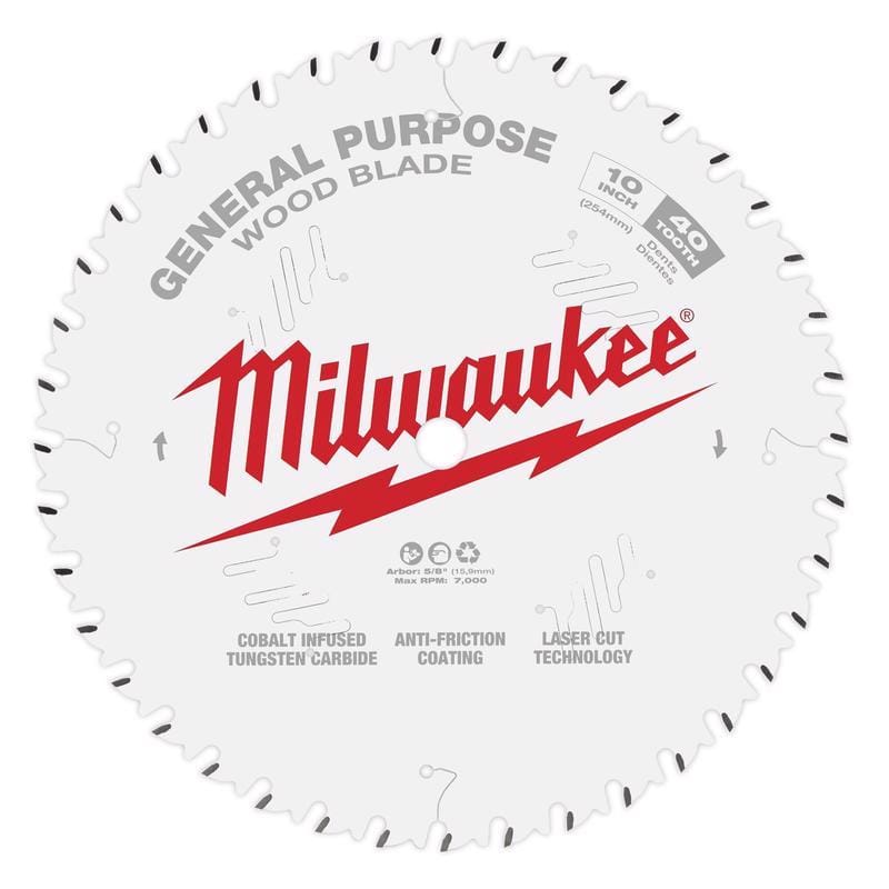Milwaukee 48-40-1024 10 in. D X 5/8 in. General Purpose Tungsten Carbide Saw Blade 40 teeth 1 pk